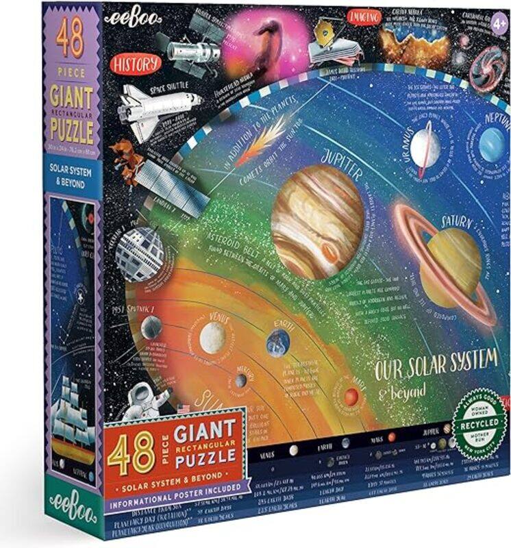 

eeBoo: Solar System & Beyond Giant Puzzle - 48 Pieces - 30 x 24 Rectangular Jigsaw Puzzle, Includes Informational Poster, Kids Ages 4+