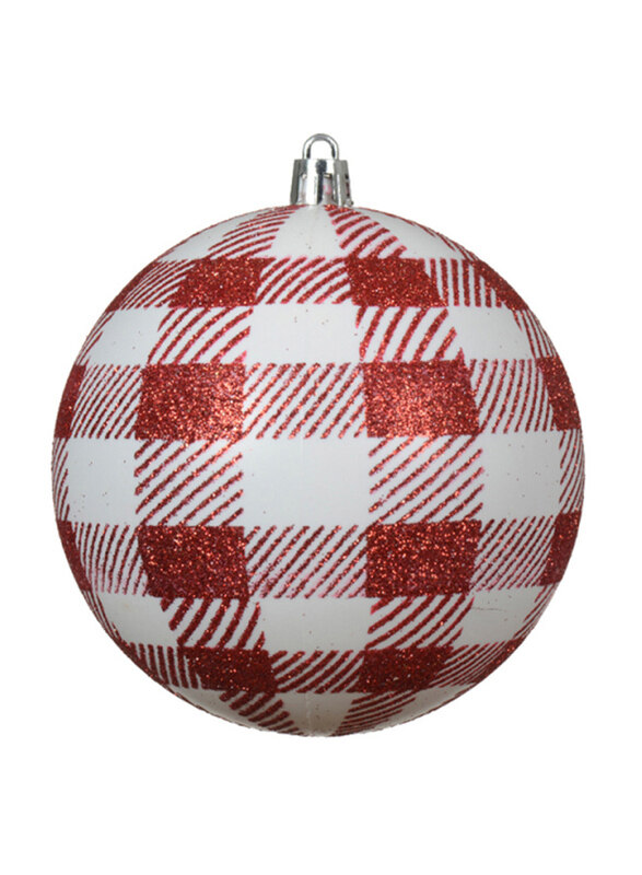 

Kaemingk Bauble Shatterproof with Shiny Glitter 10cm, Red/White