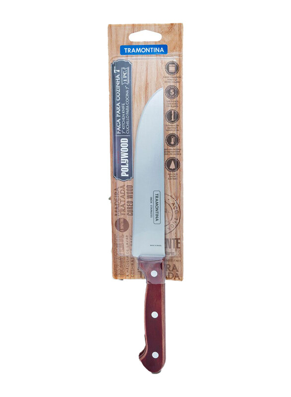 

Tramontina 7-inch Polywood Butcher Kitchen Knife, Silver/Brown