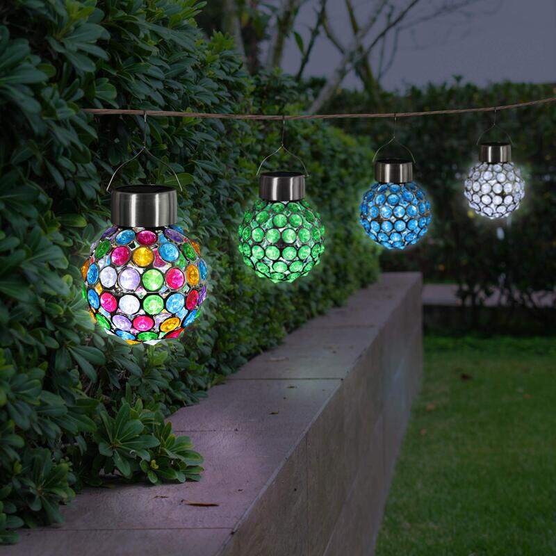

Exhart Acrylic Crystal Ball Hanging Solar Powered Decor LED Lights, 4 Pieces, Multicolour