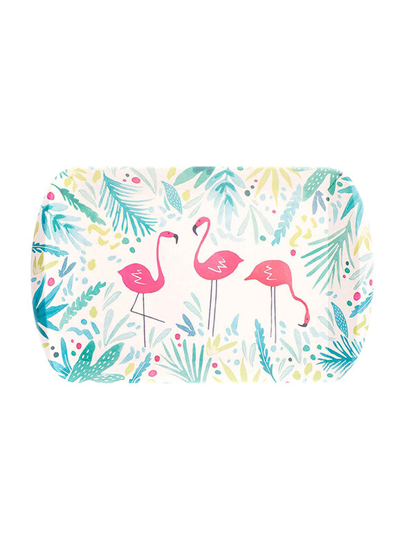 

Cambridge Large Flamingo Design Bamboo Rectangle Tray, Multicolor