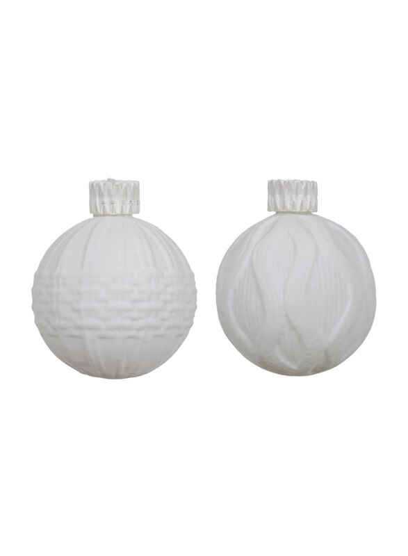 

Kaemingk Assorted Glass Extra Matt Bauble with Knit Pattern Winter, 8cm, 1 Piece, White