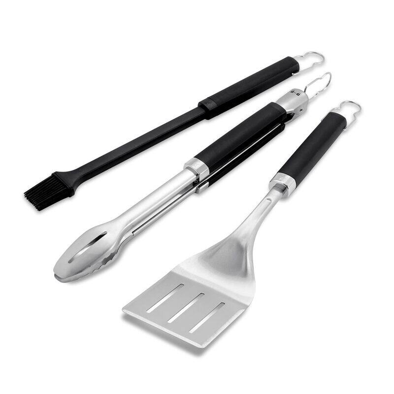 

Weber Precision Stainless Steel Grilling Tool Set, 3 Piece, Silver/Black