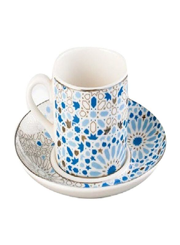 

Homesmiths 6-Piece Rosa Nogoum Coffee Set, White/Blue