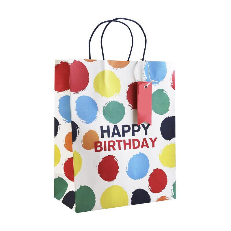 

Eurowrap Happy Birthday Gift Paper Bag, Large, White