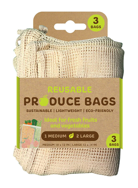 

Evriholder 3-Piece Reusable Produce Bags, 4.3 x 1.5 x 10.2 inch, Beige