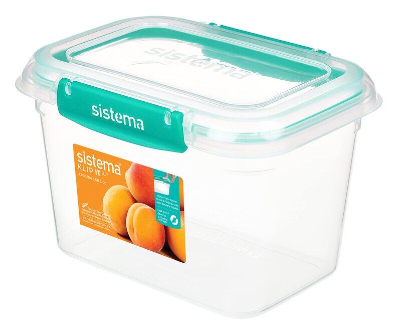 

Sistema Klip It Plus Rectangle Food Storage Box, 1.49 Liters, Minty Teal