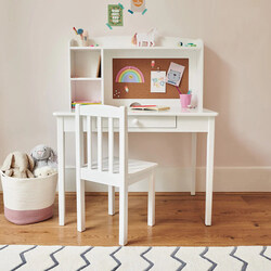 Homesmiths Elegant White Desk Table And Chair For Kids - Modern, Minimalist And Rustic