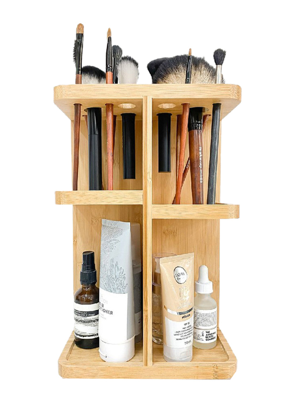 Little Storage Bamboo Turnable Cosmetic Organizer, Natural