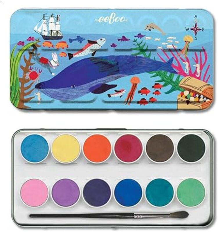 eeBoo In The Sea Water Colors 12 Pieces for kids to learn painting and fun learning.