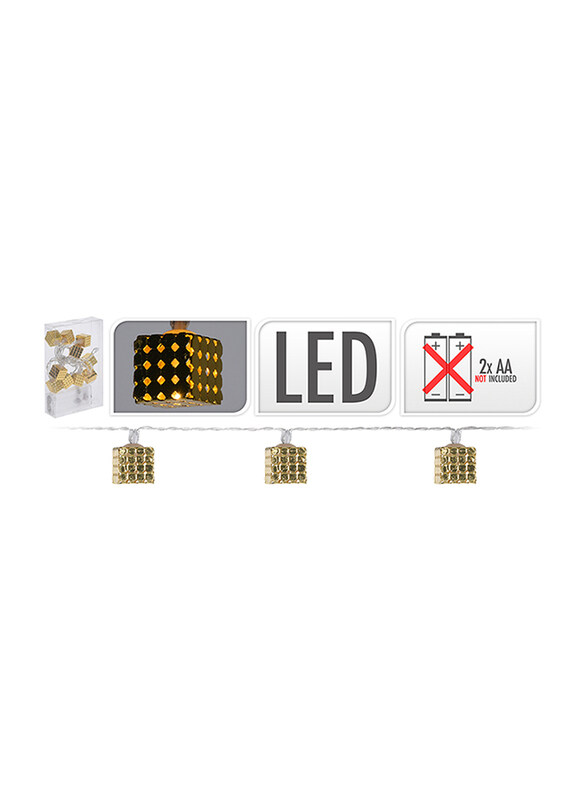 

Homesmiths 17mm Christmas Chain Cubic Decorative Led Lights, AX5301900, Gold