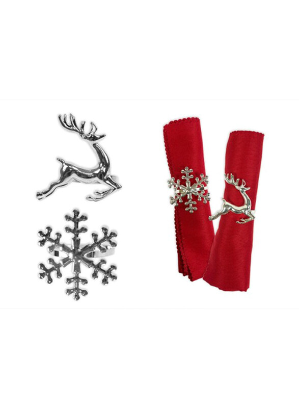 

Rsw Reindeer & Snowflake Napkin Ring, Silver