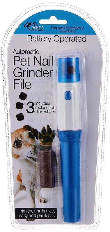 

Dukes Battery-Operated Automatic Pet Nail Grinder File, White/Blue