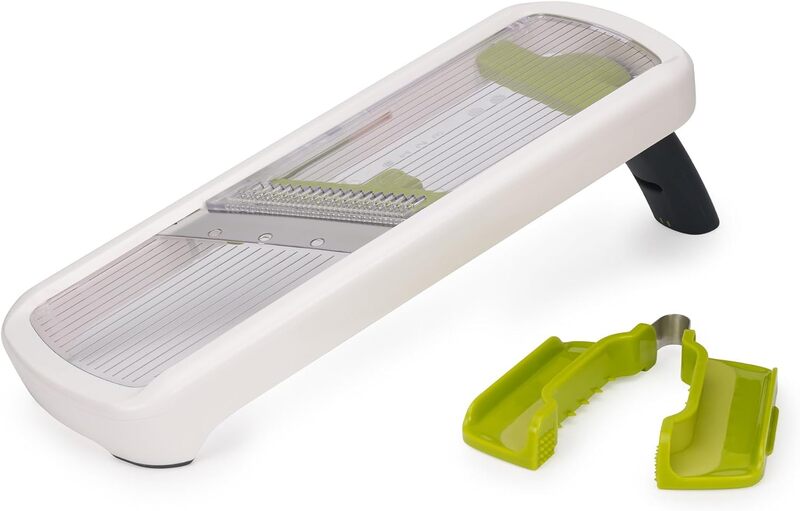 Joseph Joseph Multi-Grip Kitchen Mandoline, Adjustable Fruit and Vegetable Slicer, 3-Slice & 2-Julienne thickness, with precision food grip, White