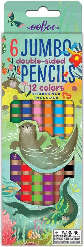 

eeBoo Otters at Play 6 Jumbo Double Pencils for Education and fun to play for kids and great essential for writing and sketching.