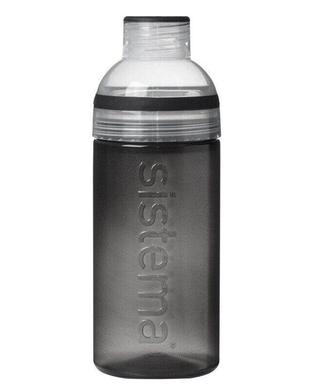 

Sistema 580ML Trio Bottle, Portable with screw top Lid. Freezer, Dishwasher & Microwave safe without Lid and BPA Free. Black