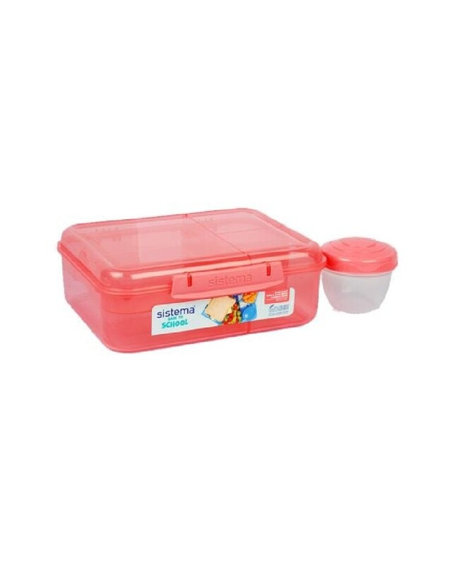 

Sistema 1.65 Liter Bento Stackable Lunch Box, Light Orange, Easy locking clips with multiple compartments & Pot, is Microwave & dishwasher safe and BP