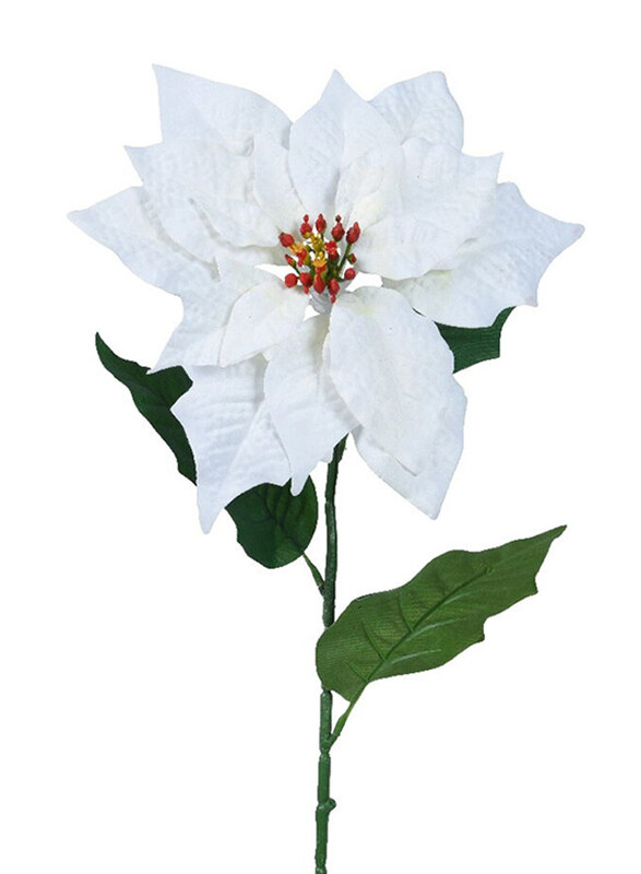 

Kaemingk Poinsettia On Stem Polyester Leaves, Off White