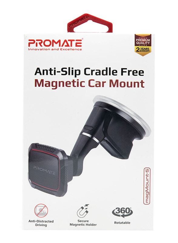 

Promate Dashboard Magnetic Smartphone Car Mount, Black