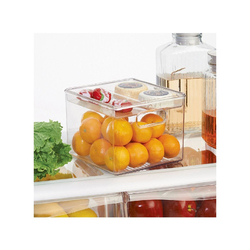 IDesign Kitchen Bin With Removable Divided Tray For Food Storage, 2 Pieces, Clear