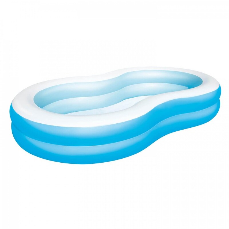 Bestway The Big Lagoon Family Pool Ideal For Family Fun In The Sun, Made With Durable Pvc Marteial, Easy Assembly, With 2 Equal Rings And Heavy Duty Repair Patch. 87X62X18 Inch. 54117