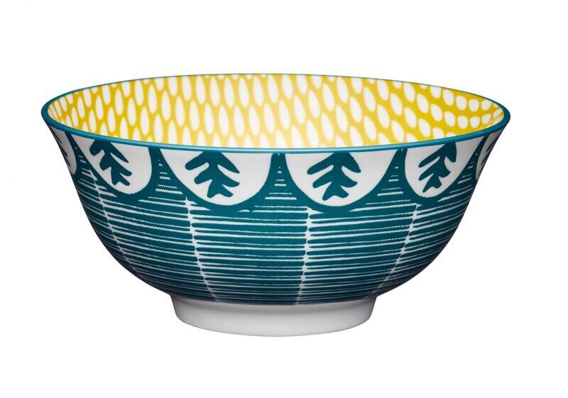 

Kitchen Craft Leafy Green Print Ceramic Bowls, Multicolour
