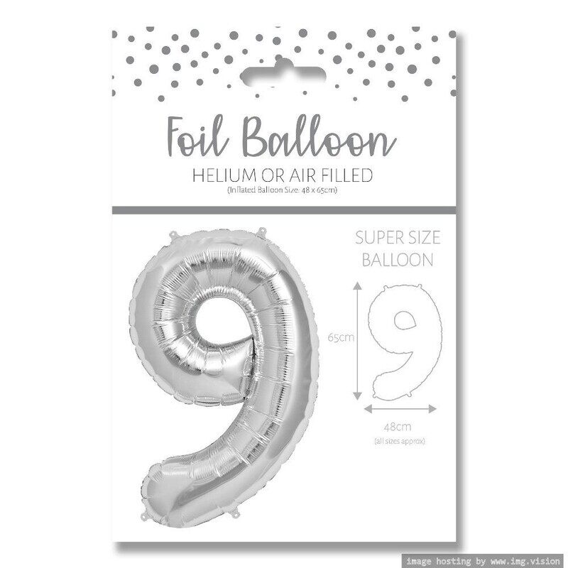 

Ballunar Number 9 Silver Foil Balloon 65cm - Perfect Party Decor for Celebrations and Milestones