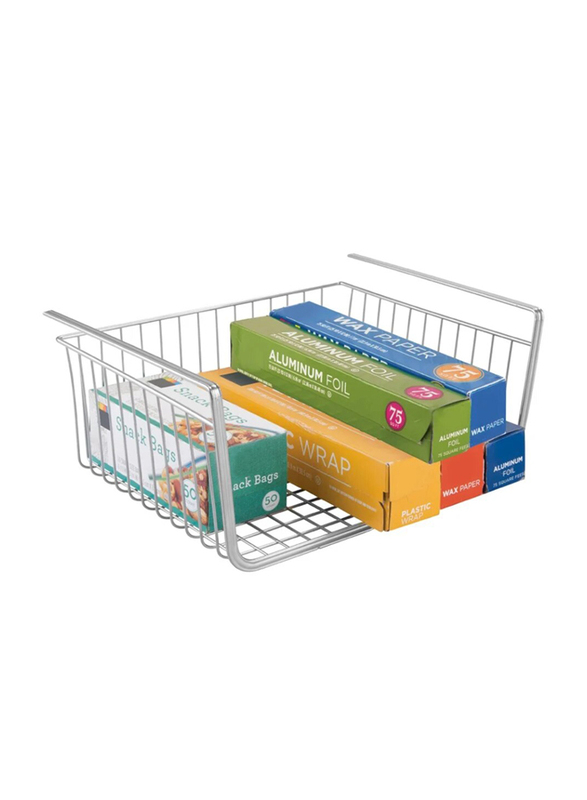 Inter Design York Lyra Steel Under Shelf Basket, 10 x 12.5 x 5.7 inch, Silver