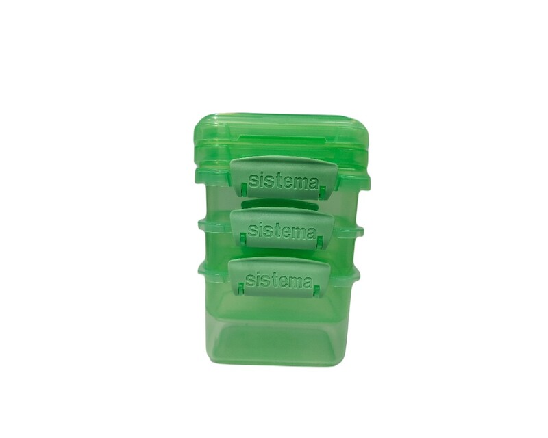 Sistema 400ml Rectangular Lunch Box Pack (3-Pack)  Green, Lunch on-the-Go ,BPA-Free.