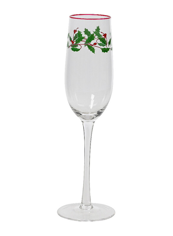 

Kaemingk Holly Leave Decal Rim Drink Glass, 24cm, Clear
