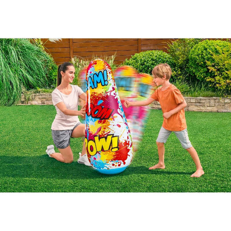 Bestway Bop Bags Comic Blast, Fun To Play For Kids Above 3 Years Of Age, Integreated Water Chamber Ensures Max Stability, With Safety Valve, 119Cm