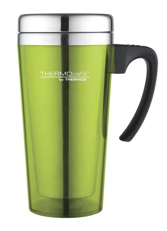 

Thermos 400ml Thermocafe Stainless Steel with Plastic Cover Drinking Mug, Lime Green