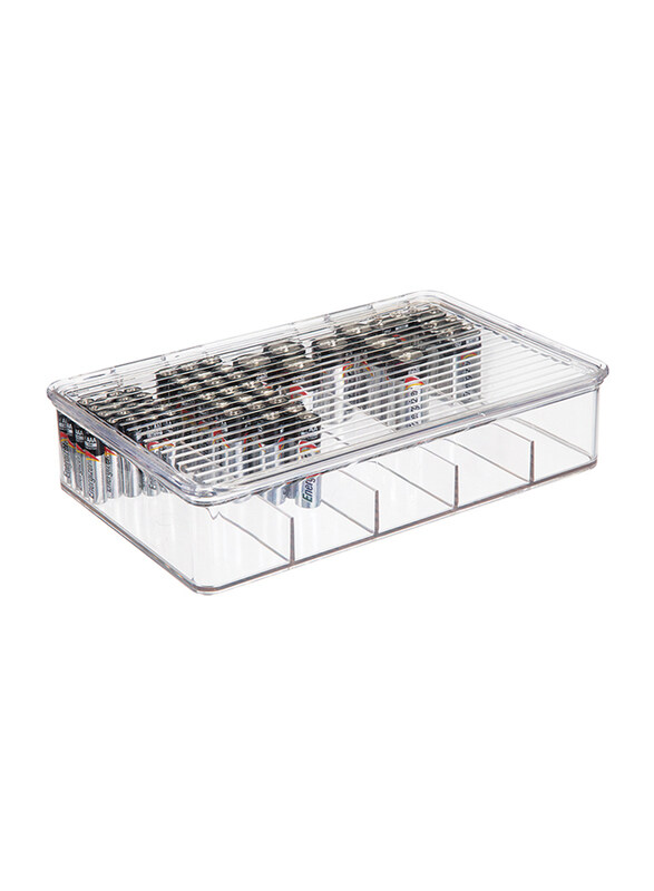 

Inter Design Linus Stackable Battery Organizer Box, Clear