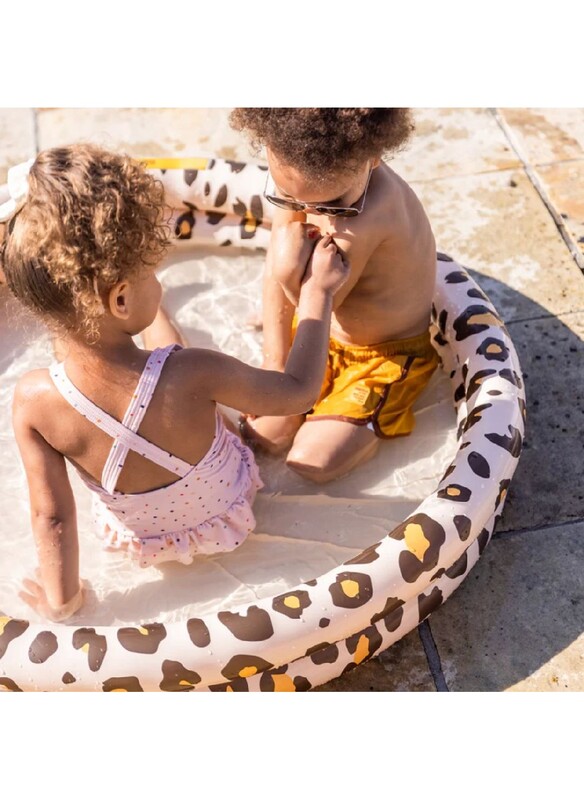Swim Essentials  Beige Leopard Printed Children's Inflatable Pool 100 cm diameter - Dual rings Suitable for Age +3