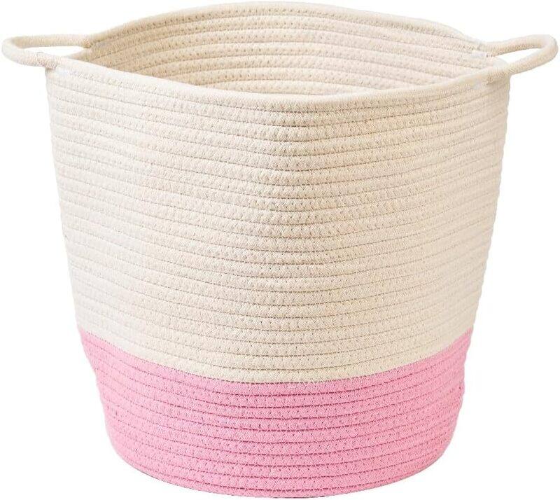 

Homesmiths Cotton Rope Basket with Upper Mouth, 30 x 30 cm, White/Pink