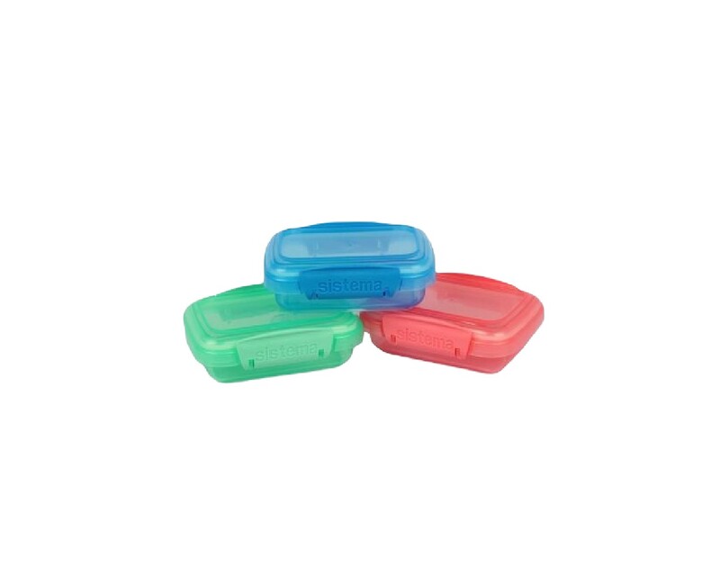 Sistema Rectangular Lunch Boxes (3 Pack): 200ml, Portion Control Containers - BPA-Free & Portable