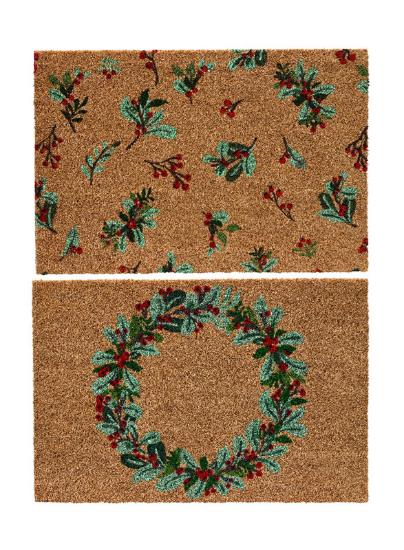 

Kaemingk Doormat Coir Holly, 2 Designs, Assorted 1 Piece, Natural