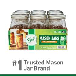 Mason Jar with Lids Wide Mouth Glass Jar, Great to preserve fresh Recipes, Set of 12, 32 Oz, Reusable Jars is BPA Free and Freezer safe.