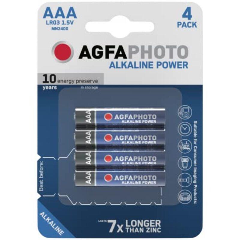

Agfaphoto Alkaline Long Lasting Power Lr03 AAA Battery, 4 Piece, Blue