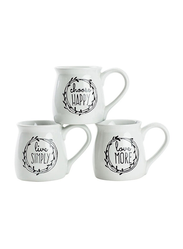 

Boston Warehouse 3-Piece 18oz Stoneware Belly Mug, 25492, White