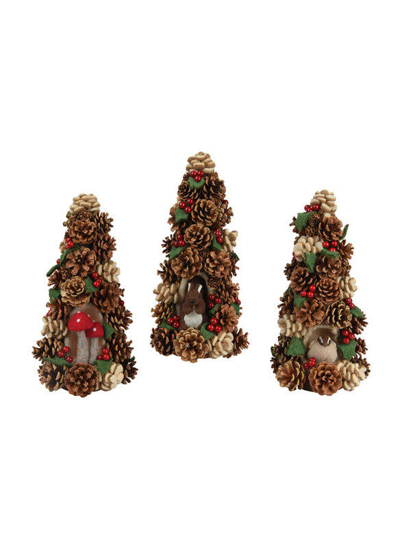 

Kaemingk Mushroom Bird Squirrel Cone Felt Pinecones, Assorted, Multicolour