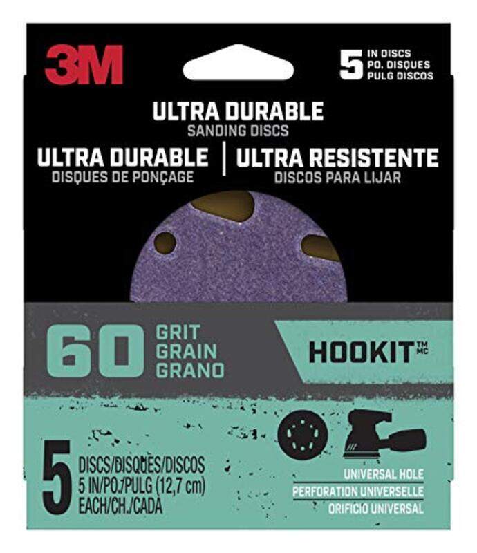 

3M Disc 5 in 5 Pk 60 5 Hook It Ultra Durable 60 Grit Universal Hole Power Sanding Discs, 5 Pieces