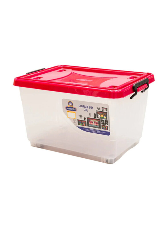 

Cosmoplast Storage Box, 33 Liter, Red/Clear