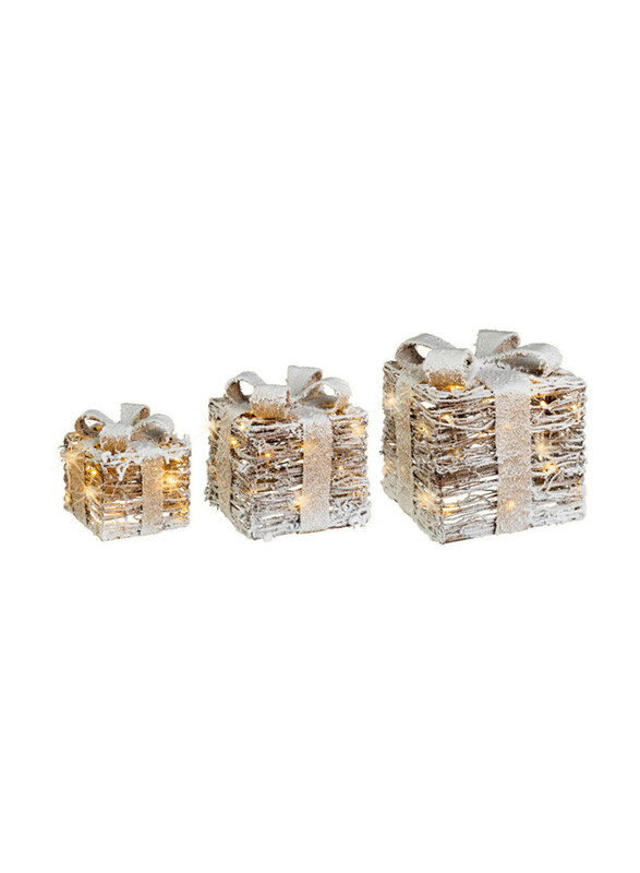 

Kaemingk LED Tinsel Snowy Gift Box, 30 Bulbs, Brown