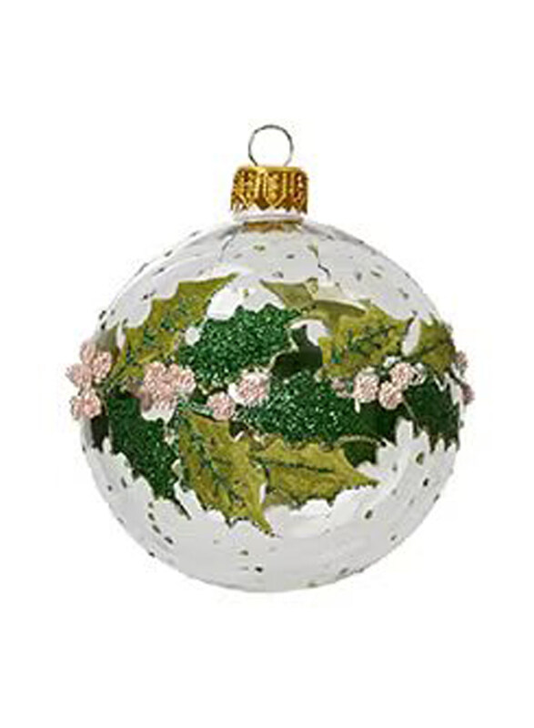 

Kaemingk Decoris 8cm Bauble Glass Clear Holly with Berries, Multicolour