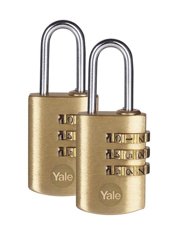 

Yale 22mm Y150/22/120/2 Combination Padlock, 2 Pieces, Brass