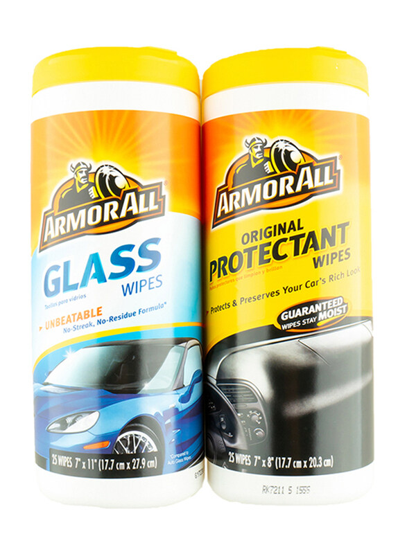 

Armor All Protectant & Glass Wipes Twin Pack, 2 x 25 Wipes