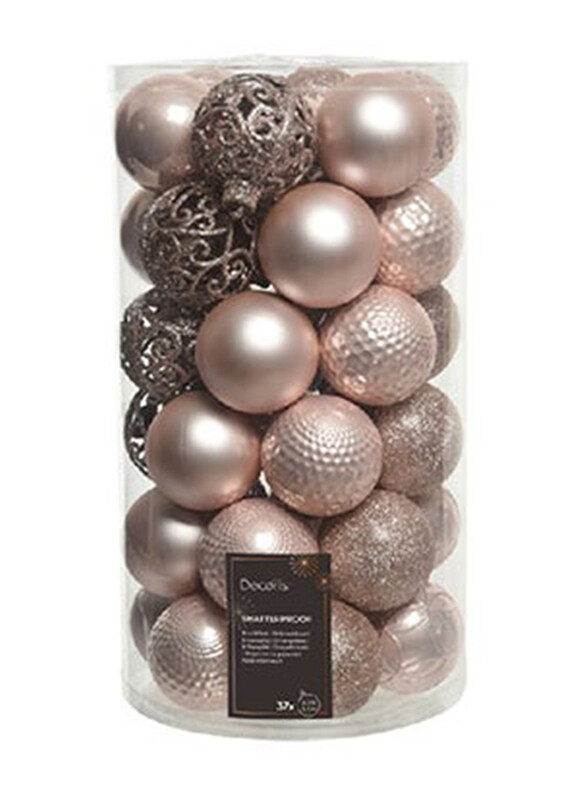 

Kaemingk Shiny & Glitter Mix Decoris Baubles Shatterproof Matt Set, Blush Pink