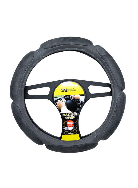 

Xcessories Steering Wheel Cover, Black/Grey, Dia: 30cm