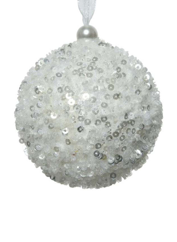 

Kaemingk Foam Sequins Winter Bauble, 8cm, 1 Piece, White